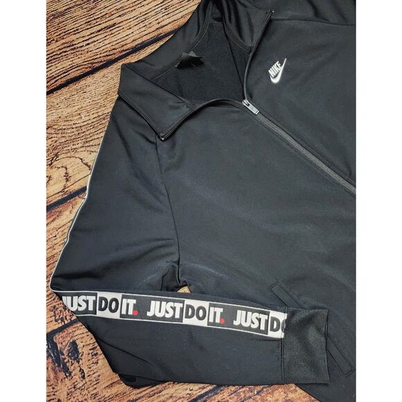 Nike Jacket Men's Size XL Black Track Full Zip Just Do It Taped Sleeve Swoosh - Picture 5 of 8